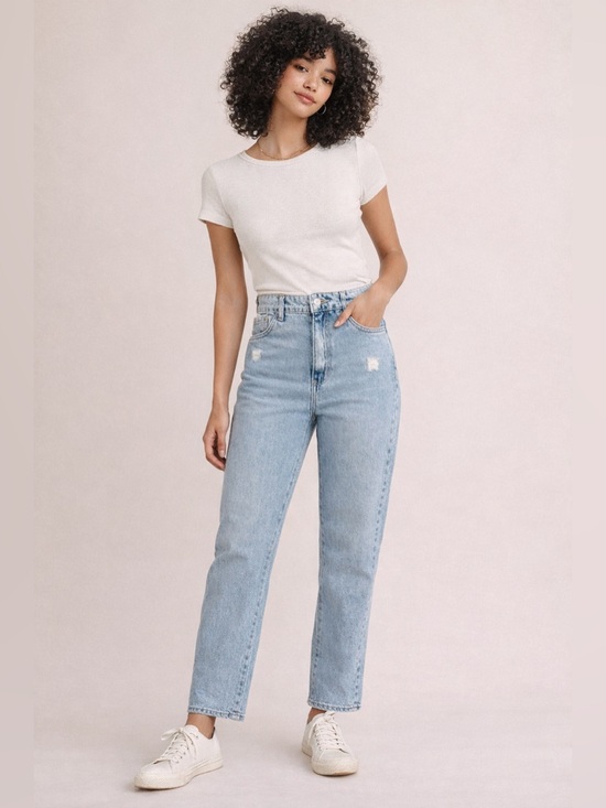Llamenia Denim - Llamenina High Rise Straight Leg Jeans Womens EU 40 US 8 Distressed Denim